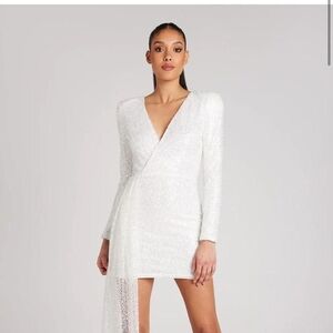NADINE MERABI White Long-Sleeve Dress